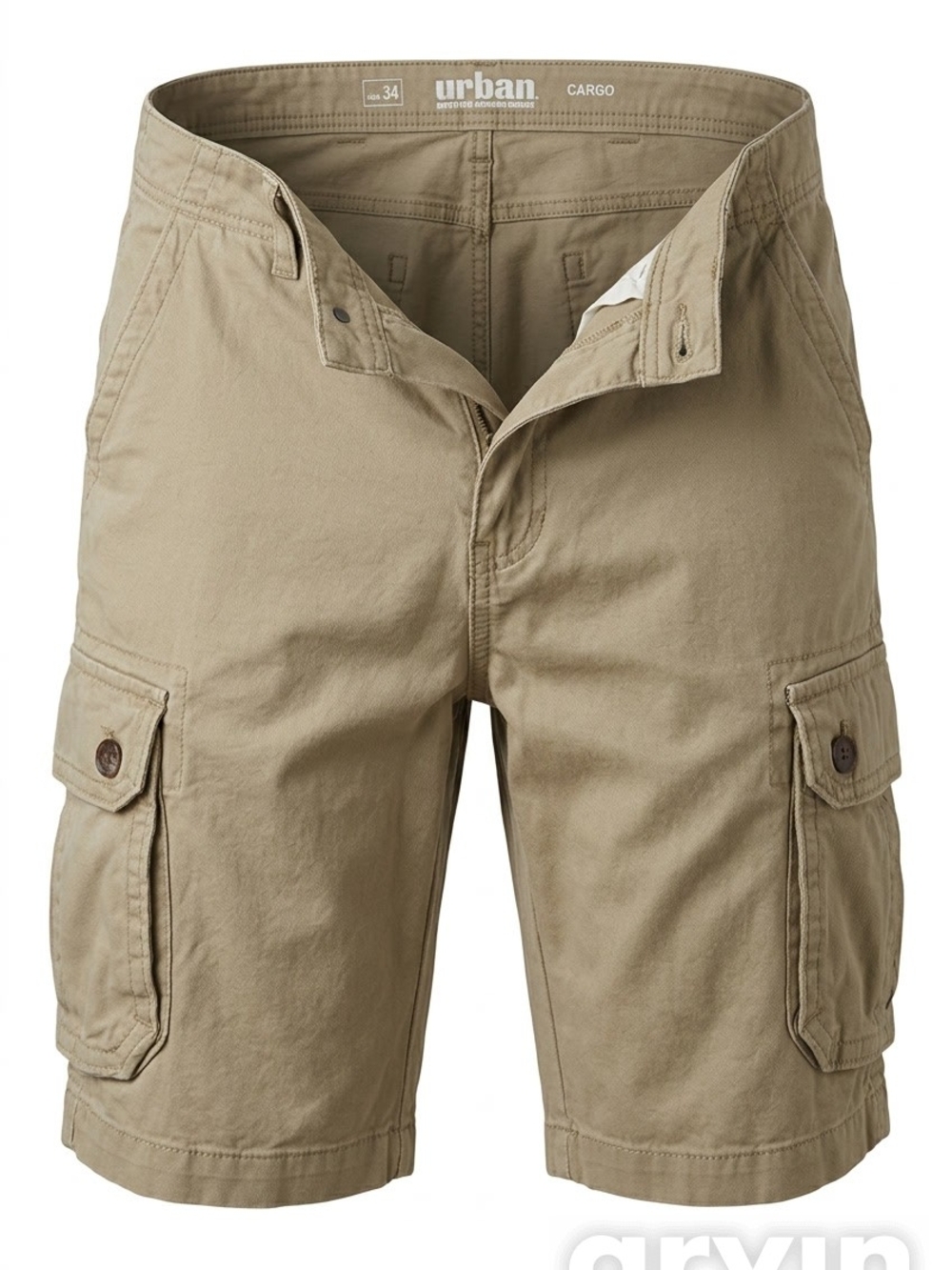 urban pipeline Khaki Cargo Shorts with Flap Pockets